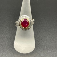 Ladies 18ct White Gold  Red Ruby and Diamonds Ring