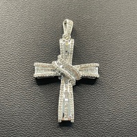 Ladies 925 Sterling Silver Natural Diamond Cross Pendant