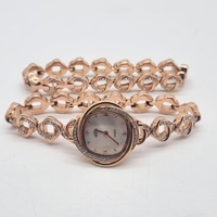 Elite 5089017 Rose Gold Crystal Watch and Bracelet Set Mother of Pearl Dial
