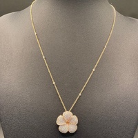 Ladies 9ct Rose Gold Belcher Link Necklace & Natural Diamond Flower Pendant