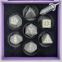 Unbranded 7-Piece Role-Playing Game Die Set With crystal shaped Pendant Pre-owned