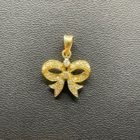 Ladies 18ct Yellow Gold Natural Diamond Bow Pendant