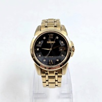 Seiko V157-0BF0 Date Display Gold Tone Stainless Steel 10Bar Solar Mens Watch