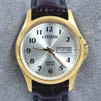 Citizen G002-S114306 Quartz Gold Tone Ladies Brown Leather Band Watch