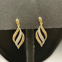 Ladies 9ct Two Tone Gold Dangle Earrings