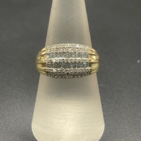 Ladies 9ct Yellow Gold Natural Diamond Cluster Ring