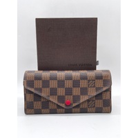 Louis Vuitton Sarah Wallet Damier Ebene Canvas Red Interior with Box