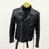 Rhino Biker Motorcycle Black Leather Jacket Size XL