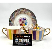 Morgan & Finch Carnival Stripe Tea for One Set Multi Gold 20921901