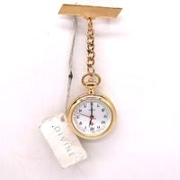 Divine Classic Gold Nurse Fob Watch 15 Pulsations White Dial with Chain Unisex