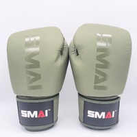 SMAI Elite85 Boxing Gloves 14oz Olive Green Cowhide Leather Pair B080-OLV-14-oz