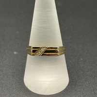 Mens 9ct Yellow Gold Diamond Signet Ring