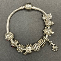 Ladies 925 Sterling Silver Pandora Snake Link Charm Bracelet