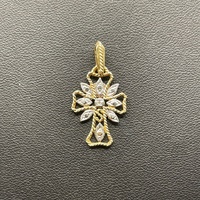 Ladies 9ct Two Tone Gold Cross Pattern Pendant