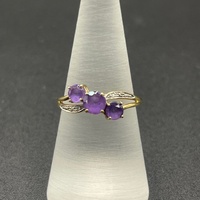 Ladies 9ct Yellow Gold Purple Gemstone Ring