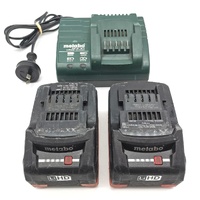 Metabo LiHD 18V 5.5Ah 2x Battery with Charger ASC 30-36V Li-Power Air Cooled