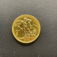 Unisex 22ct Yellow Gold Sovereign 1875 Queen Victoria Coin