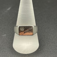 Mens 925 Sterling Silver CZ Signet Ring