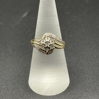 Ladies 9ct Yellow Gold Natural Diamond Cluster Ring