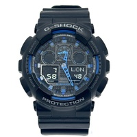 Casio G-Shock GA-100-1A2 Blue Analog Digital Mens Watch Black Resin