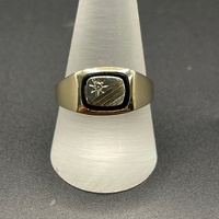 Mens 9ct Yellow Gold Diamond Signet Ring