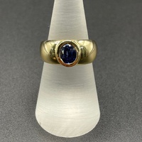 Ladies 14ct Yellow Gold Blue Gemstone Ring