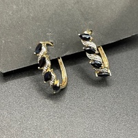 Ladies 9ct Yellow Gold Diamond & Sapphire Oval Hoop Earrings