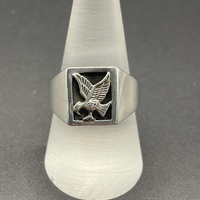 Mens 925 Sterling Silver Eagle Diamond Ring