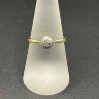 Ladies 10ct Yellow Gold Natural Diamond Cluster Ring