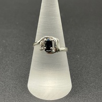 Ladies 9ct White Gold Blue Sapphire & Diamond Ring