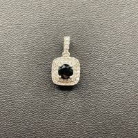 Ladies 10ct White Gold Blue Sapphire & Diamond Pendant