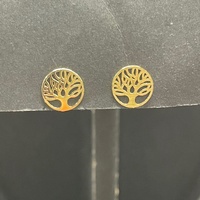 Ladies 9ct Yellow Gold Tree of Life Stud Earrings