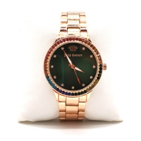 Juicy Couture Black Label JC/1226SH Rose Gold Watch Green Dial Crystal Bezel