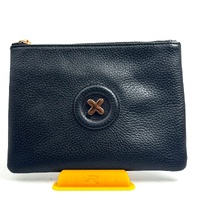 MIMCO 60252642 Day Dream Black Leather Wristlet Clutch Pouch Rose Gold Zip