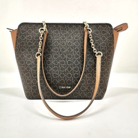 Calvin Klein Hailey Tote Bag H0GAJCR2 Brown Khaki Caramel Chain Zip