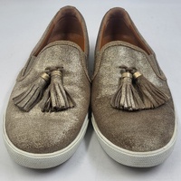 Jimmy Choo Dale Flat Metallic Suede Slip-ons Tassel Loafers - Size 40 - Authentic