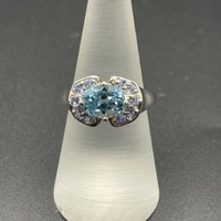 Ladies 925 Sterling Silver Blue & Purple Gemstone Ring