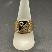 Mens 18ct Yellow Gold Diamond Signet Ring
