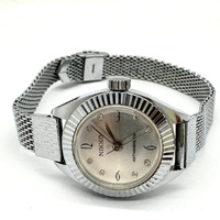 Nikko Ladies Antimagnetic Watch Silver Tone Case Mesh Strap Crystal Markers