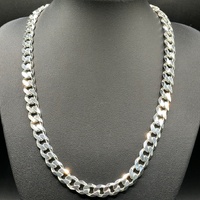 Mens 925 Sterling Silver Chunky Curb Link Necklace