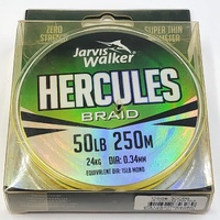 Jarvis Walker Hercules Braided Fishing Line 50LB 250M 0.34mm High Strength Low Stretch Saltwater Freshwater