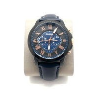 Fossil Grant FS5061 Chronograph Blue Dial Leather Mens Watch 44mm