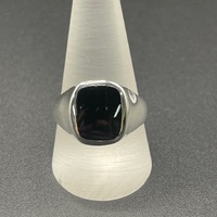 Mens 925 Sterling Silver Black Stone Ring