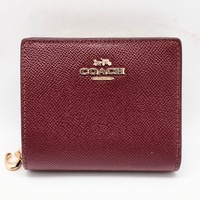 Coach Snap Wallet in Crossgrain Leather Dark Wine CCM75 Bifold