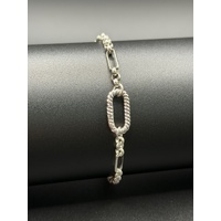Ladies 925 Sterling Silver Paperclip & Belcher Link Bracelet