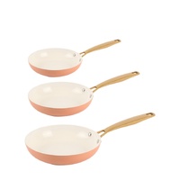 Elle Home EH3PFSAW 3 Piece Frypan Set Apricot Wash Non Stick Induction