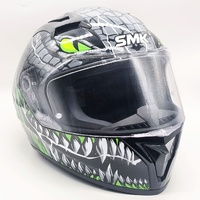 SMK GL268 Stellar Taotei Full Face Helmet Black Grey Green Size M