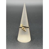 Unisex 9ct Yellow Gold Dragon Design Gemstone Ring