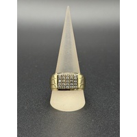 Mens 10ct Yellow Gold Diamond Ring