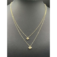 Ladies 18ct Yellow Gold Cable Link & Clover Pendant Necklace